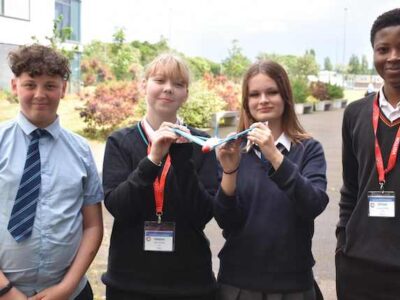 12 - Students from County High, Stowmarket, Newmarket and King Edwards get ready to launch their rocket at a STEM event held at Abbeygate Sixth Form