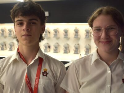 8 - Ava and Oliver from King Edwards School inside the XR Lab at UPDC in Bury